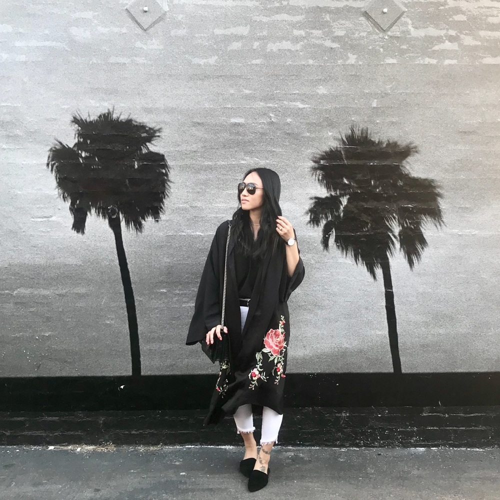 Topshop PREMIUM Floral Embroidered Kimono Duster